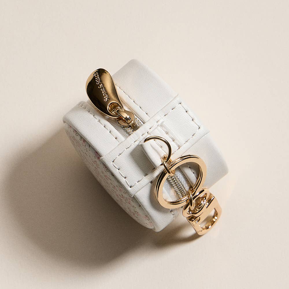 Sensibling Corp. - Wholesale Jewelry Box/Organizer - Floral Pattern Printed Round Shaped Travel Jewelry Case Keychain / Bag Charm6