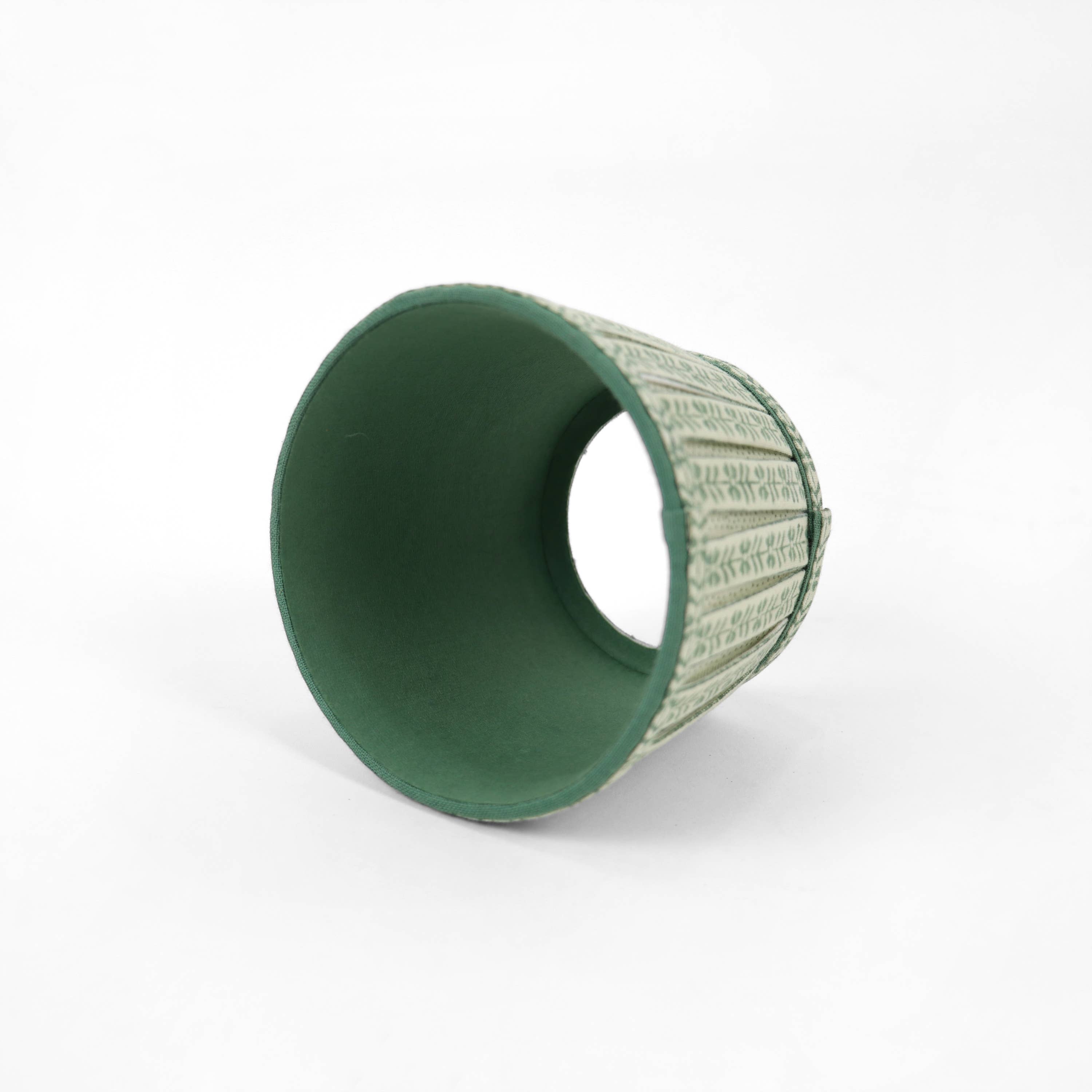 Craft Boat - Wholesale Lamp Shade - BLOCK PRINTED LAMPSHADE COVER - FLORAL STRIPE GREEN2