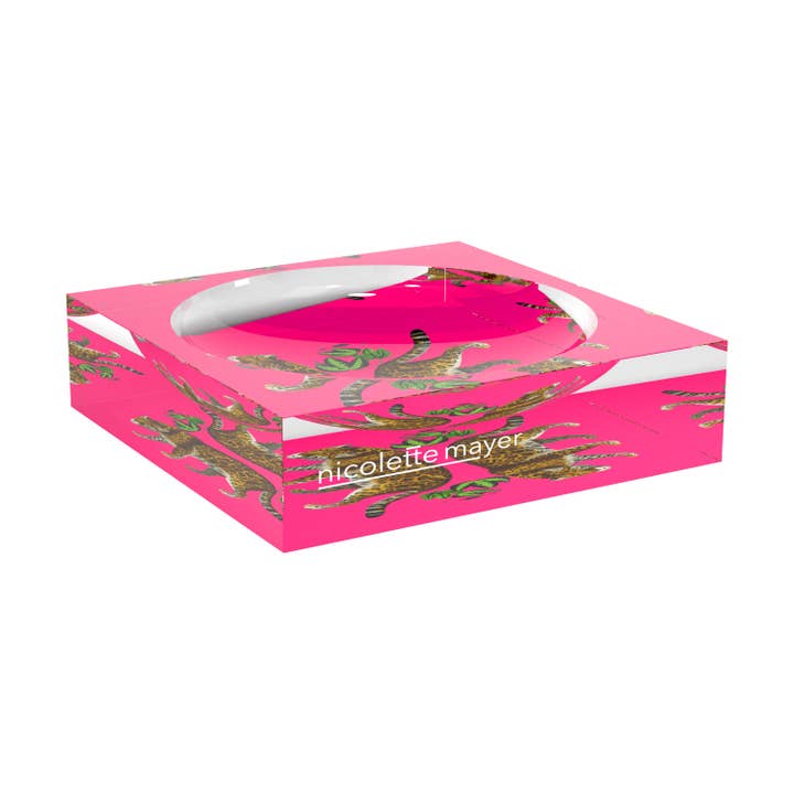 Leopard Seeing Double Hot Pink Acrylic Candy Catchall Dish for wholesale by Nicolette Mayer Collection