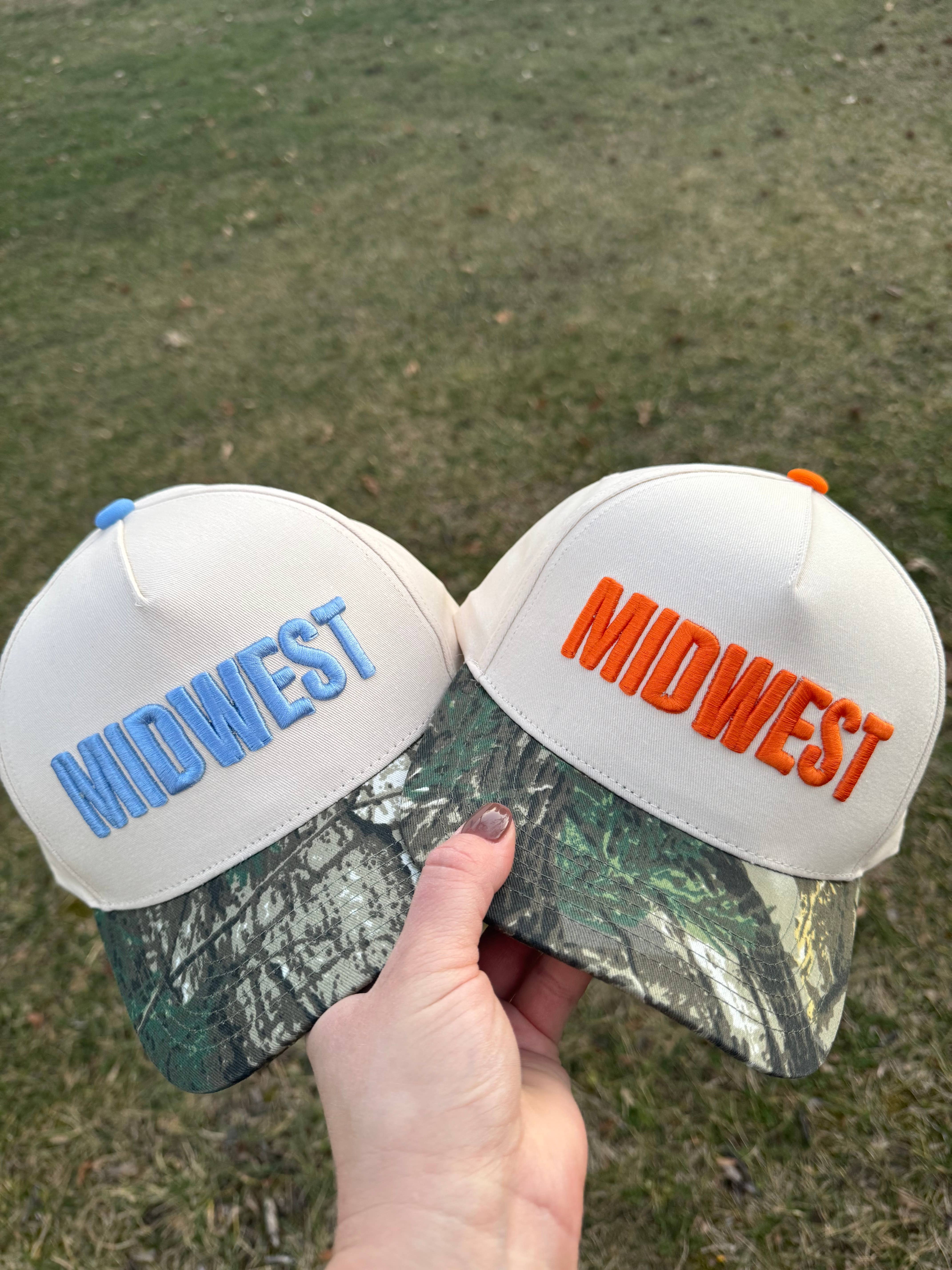 Citizen Row - Wholesale Trucker Hat - Unisex - Midwest Camo Trucker Hat (Light Blue Embroidery)1