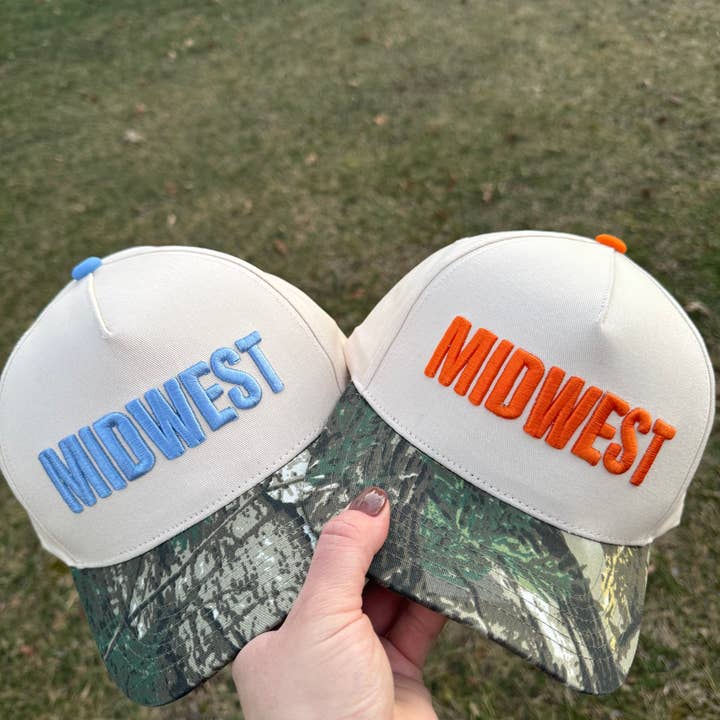 Citizen Row - Wholesale Trucker Hat - Unisex - Midwest Camo Trucker Hat (Light Blue Embroidery)1