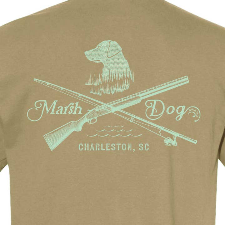 Marsh Dog Fishing Rod & Shotgun Customizable Hunting Shirt for wholesale by Charleston Apparel