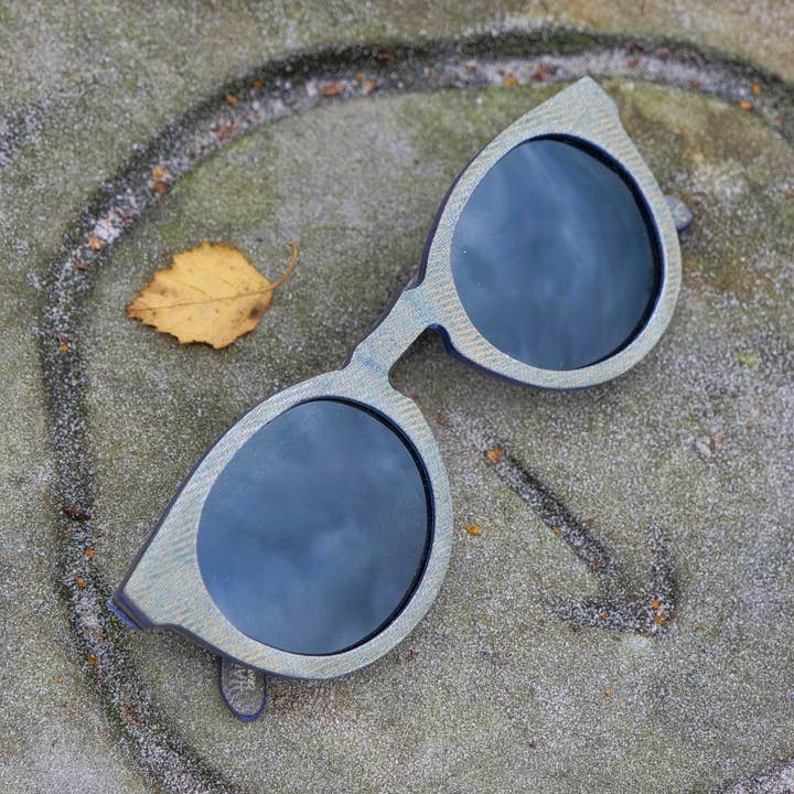 Rivington Recycled Denim Sunglasses/Grey Lens by Treeless for wholesale by Treeless Products