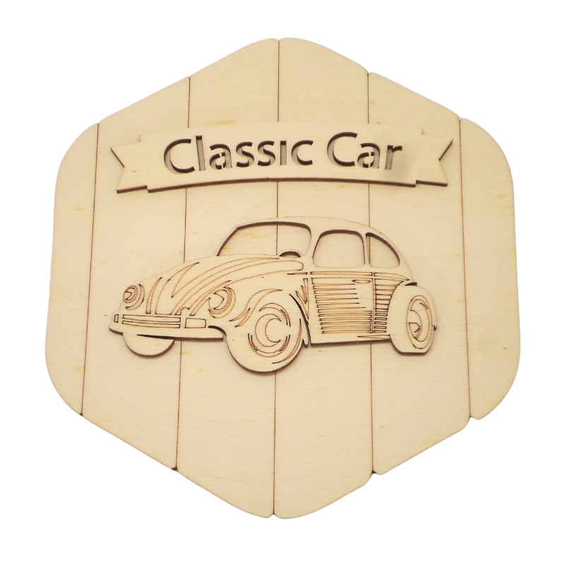 Atiladecor, Artesanato Lda - Wholesale Decorative Tassel/Wall Drop - Kit Plate w/ Car Cutout “Classic Car” 21X19Cm0