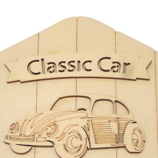 Bausatz Schild mit Autoausschnitt „Classic Car“ 21X19cm für den Großhandel von Atiladecor, Artesanato Lda