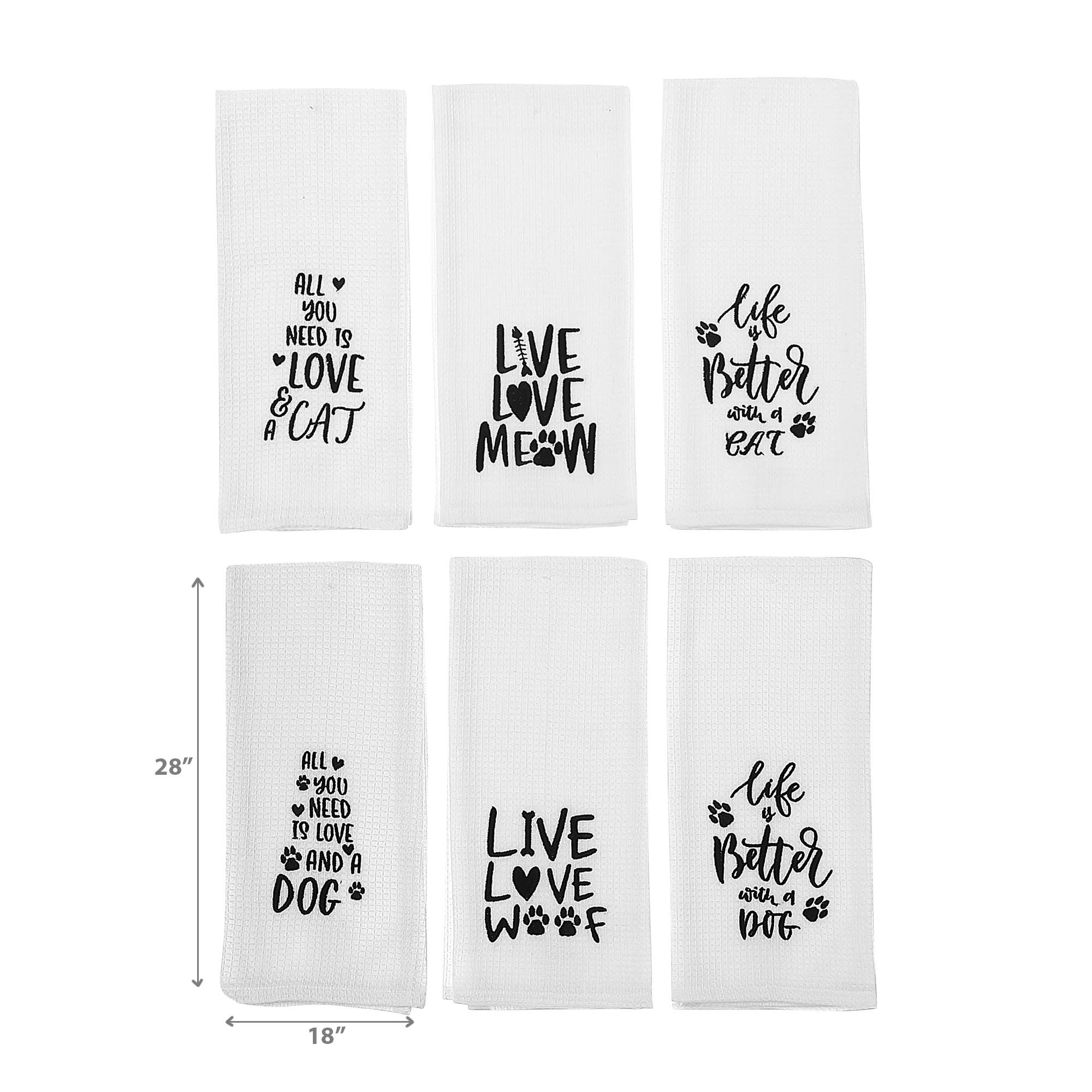 Embroidered White Waffle Kitchen Towel Pet Lovers Asstd for wholesale on Faire2