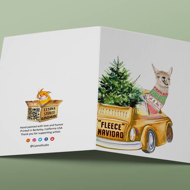 Liyana Studio - Wholesale Christmas Card - Llama Fleece Navidad - Funny Christmas Card