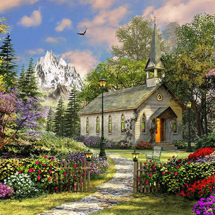 Mountain View Chapel 36 Piece Jigsaw Puzzle for wholesale by Springbok Puzzle
