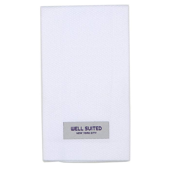 White Cotton Pique Straight Edge Pocket Square for wholesale by Well Suited NYC