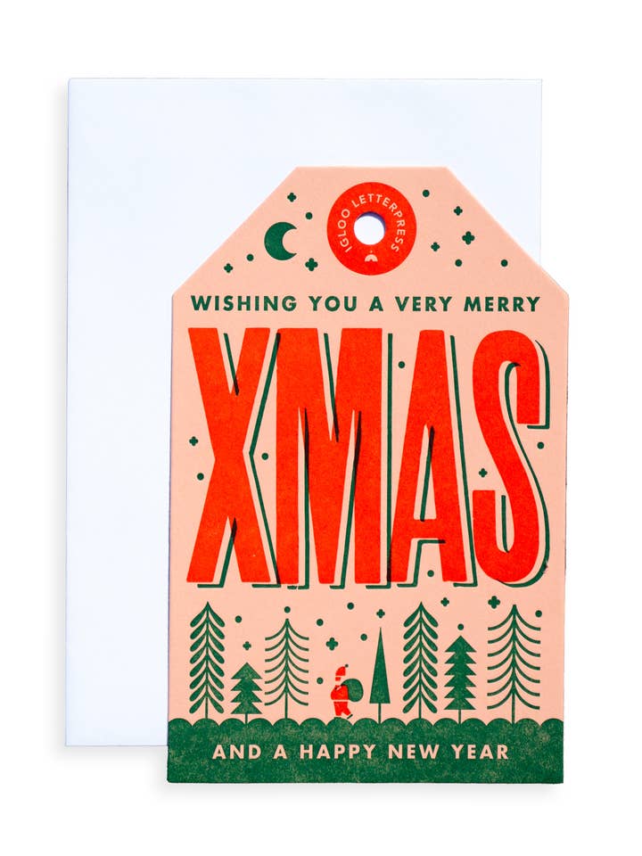 Merry XMAS Letterpress Card for wholesale by Igloo Letterpress