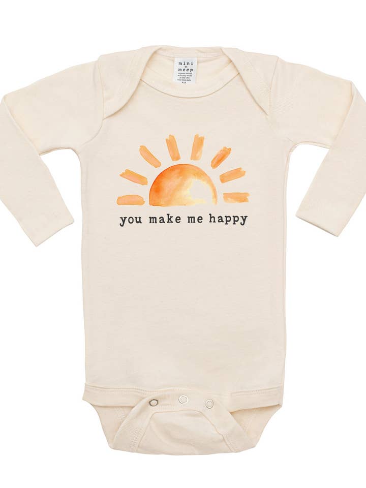Du gör mig lycklig | Organisk oblekt Snappie, långärmad för wholesale av mini + meep