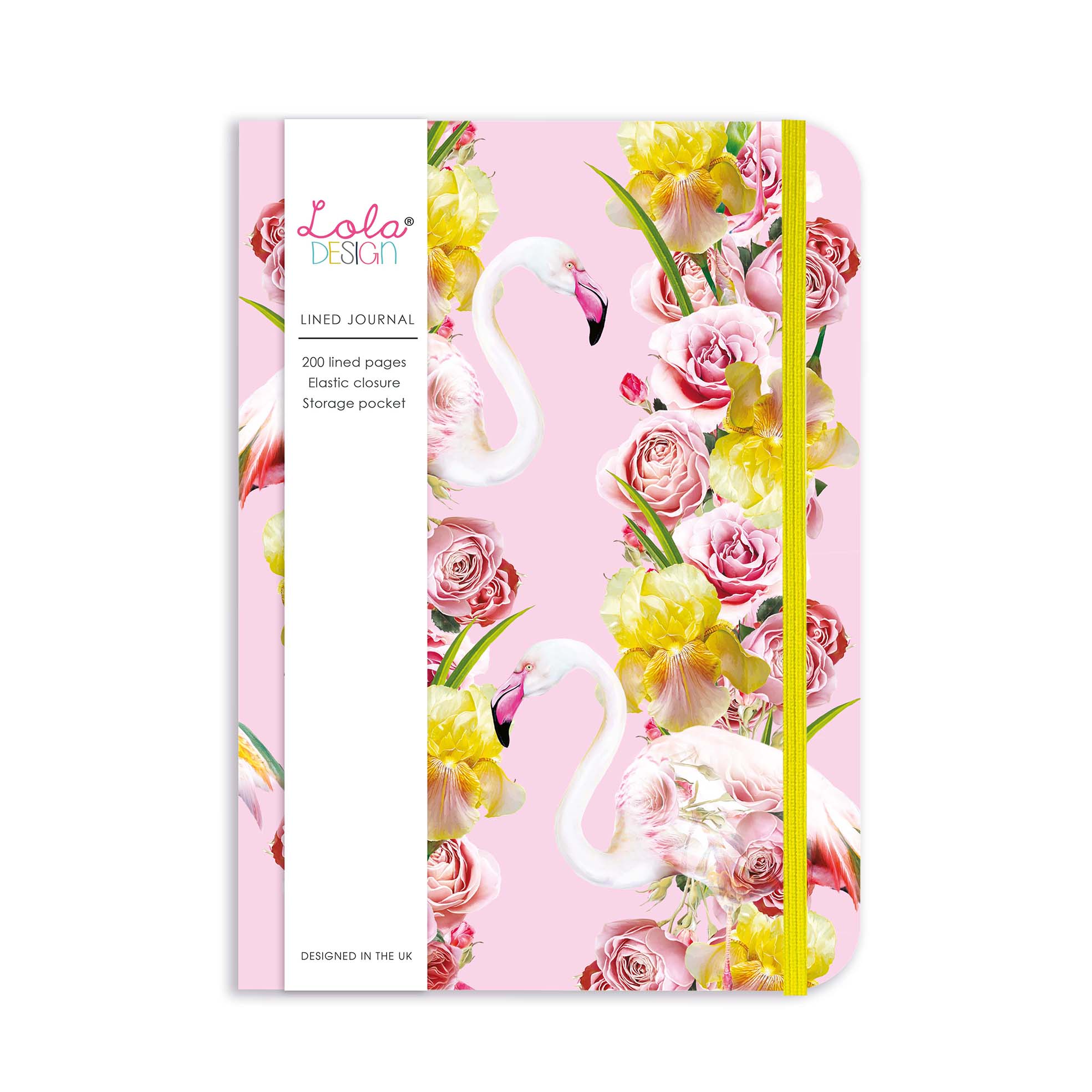 Lola Design Ltd – wholesale Journal/diary – Flamingo Hardback Journal with Elastic Closure
