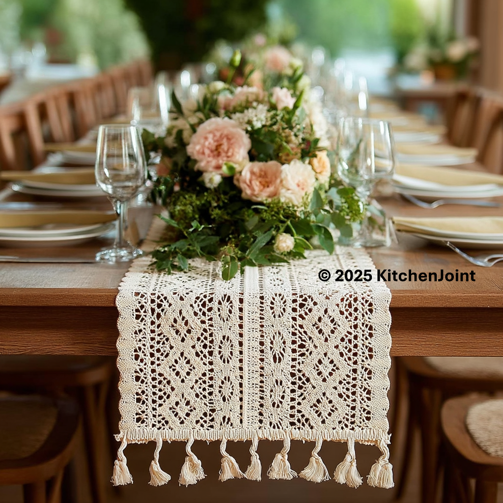 kitchenjoint – wholesale Table runner – Crochet Lace Table Runner – Handmade Boho Elegance | Neutral0