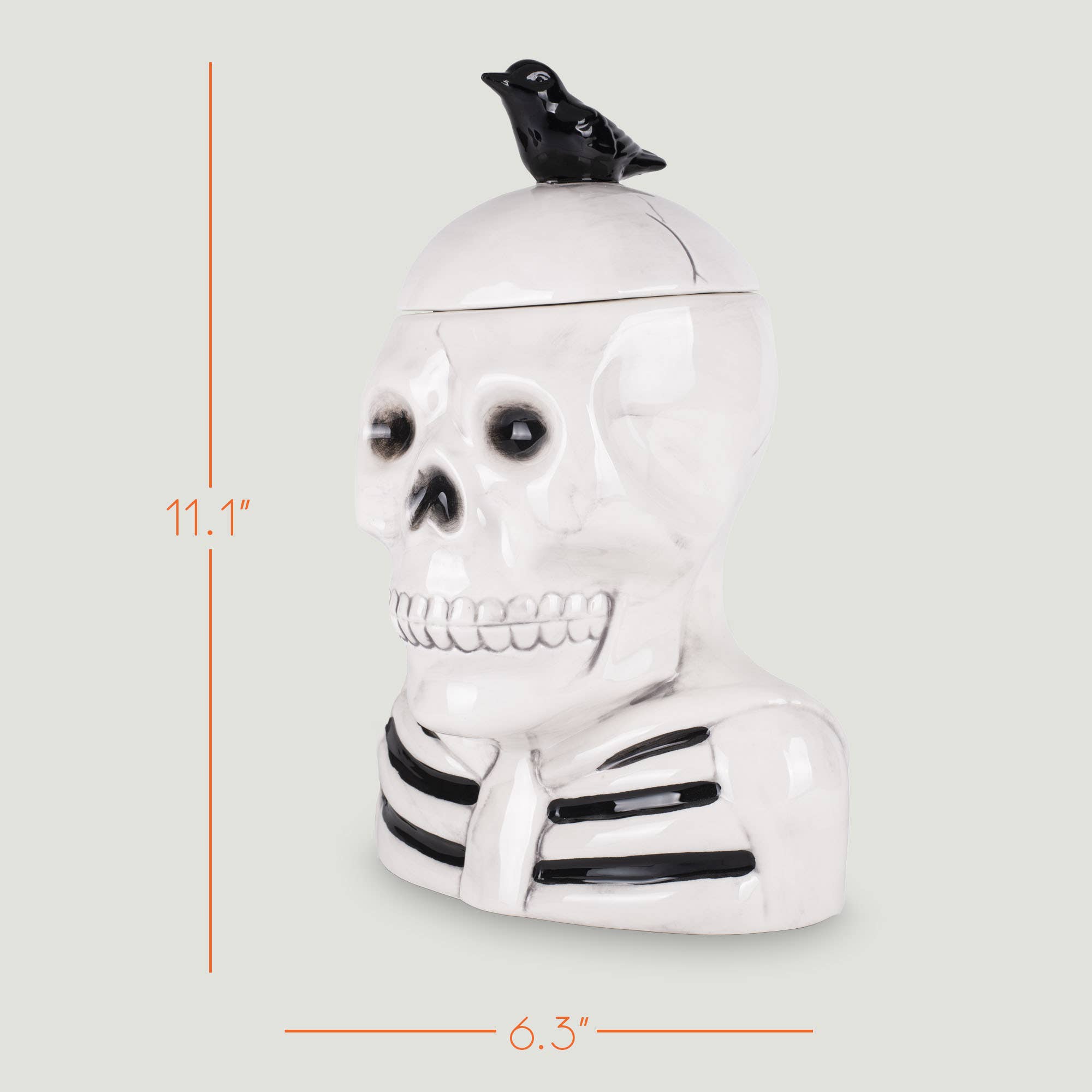 EAST AVENUE - Wholesale Cookie Jar - Skeleton Crow 12 x 8.5 Dolomite Cookie Jar1