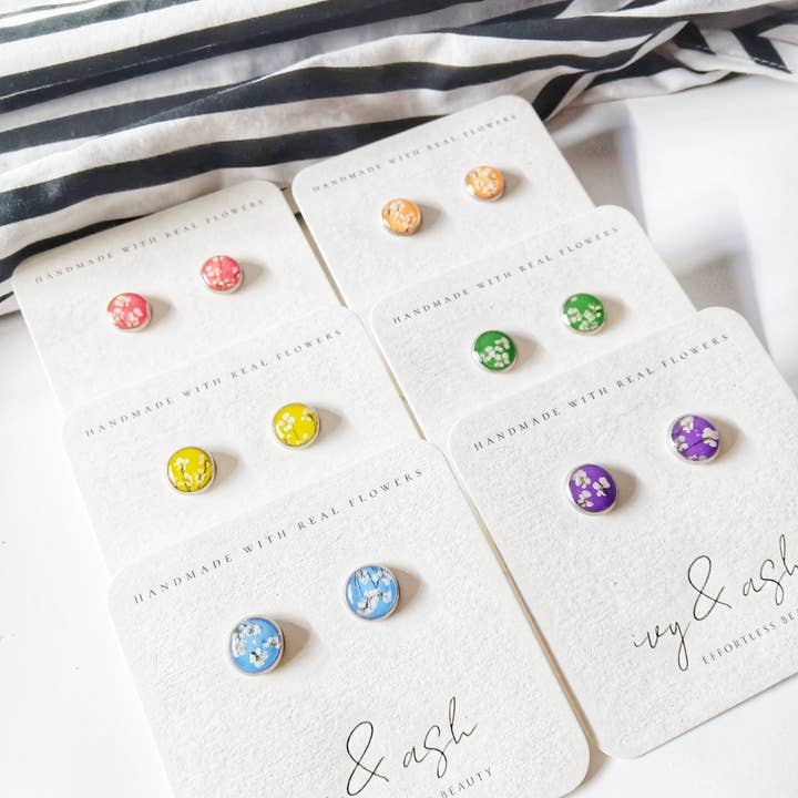 Ivy & Ash Boutique - Wholesale Stud/Post Earrings - Classic Colors Rainbow Earring Collection 1