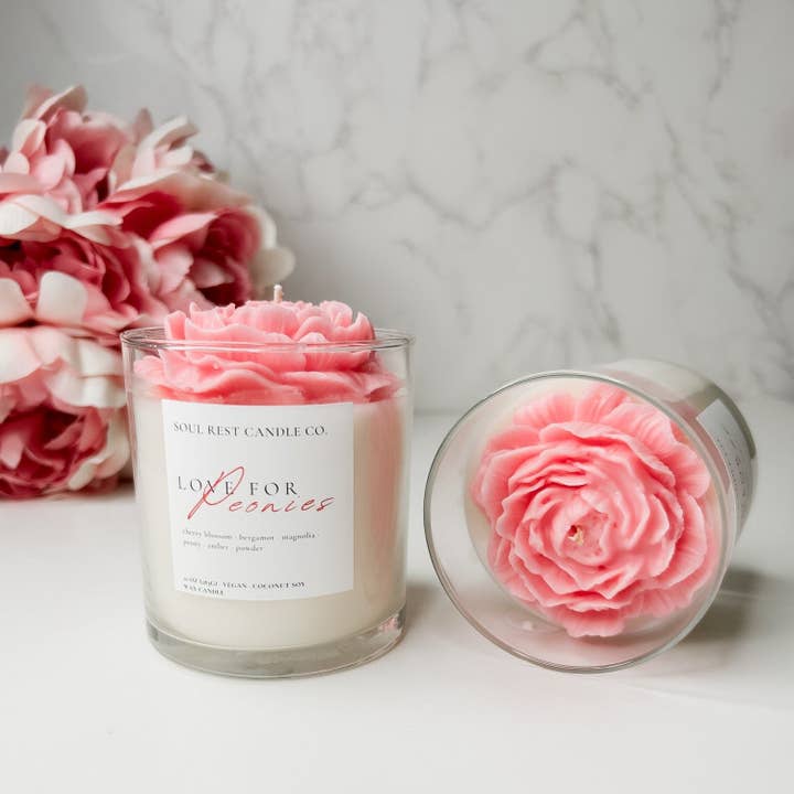 Soul Rest Candle Co. - Wholesale Jar/Filled Candle - Love for Peonies 10oz candle