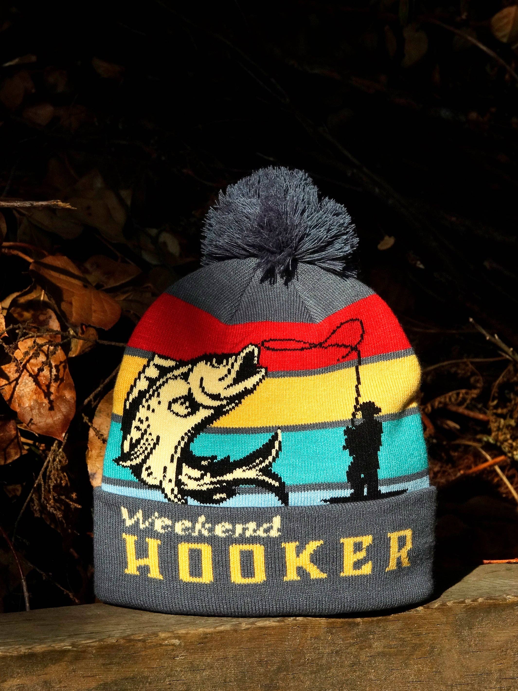 Northern Icons Creations INC - Wholesale Beanie - Unisex - Weekend Fishing Hook Beanie Knit Winter Hat with Pom Pom for Outdoor Anglers0