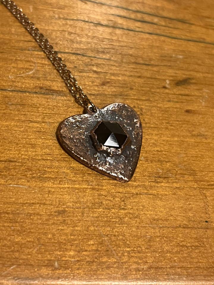 Onyx heart necklace for wholesale by Bare Bones Jewelry London
