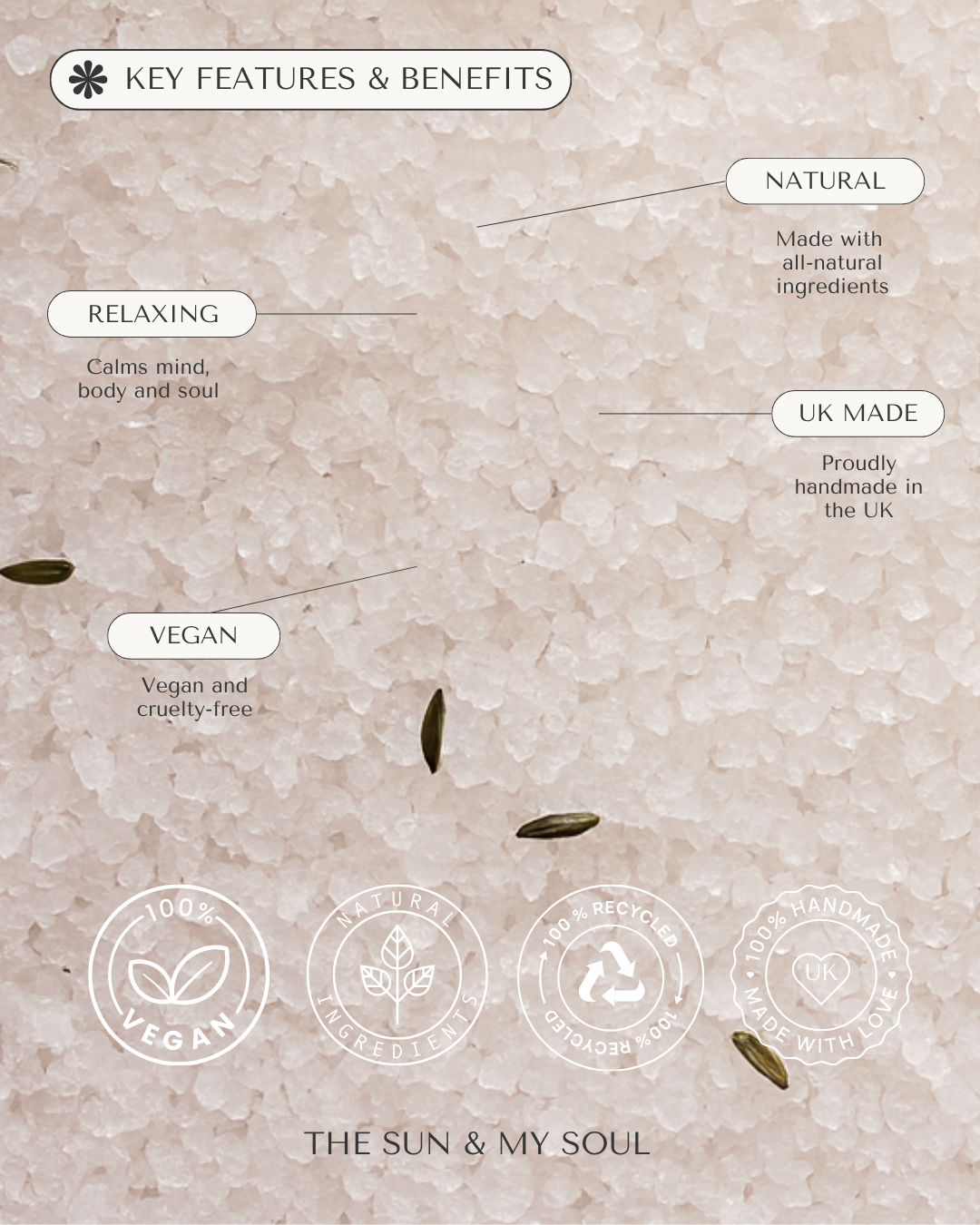 The Sun & My Soul Bath Bomb Soak Wellness Gifts – Engroshandel Badesalt – Afslapning Luksus Himalaya Badesalt Gave⎜Lavendelduft5