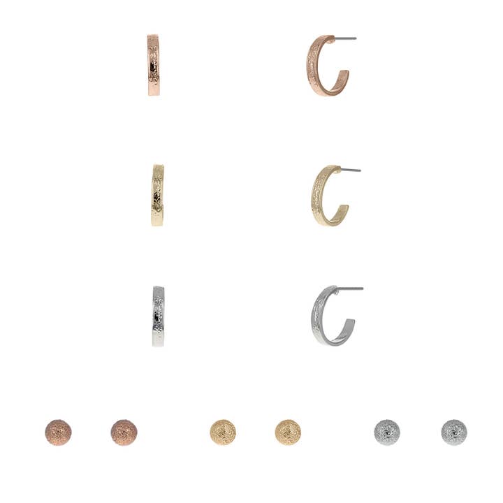 6 Pair Stud Huggie Earring Set for wholesale by NY Jewelry House