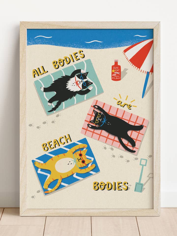NEW All Bodies Are Beach Bodies- A5 Heavy Weight Art Print for wholesale by Nat Ellis Illustration
