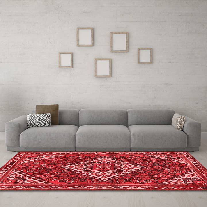 Tapis traditionnels rouges persans lavables en machine pour la vente par Ahgly