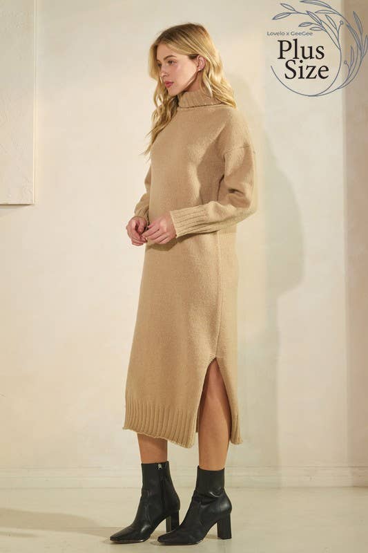 GeeGee x Lovelo - Wholesale Dress - Women's - Plus Midi Sweater Dress OD51977PL2