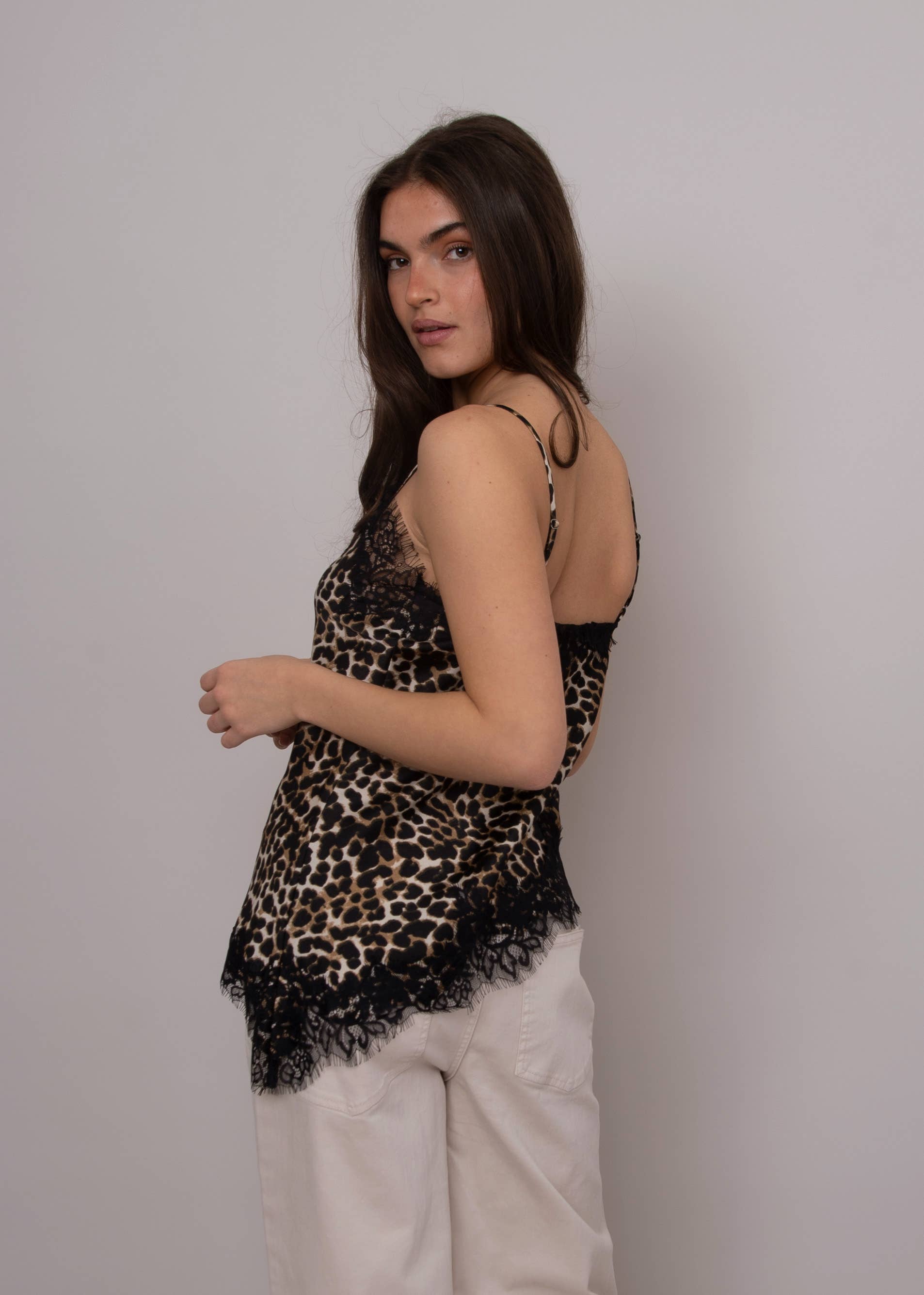 RD Style - Wholesale Camisole - Women's - REILA ASYMMETRIC CAMI W/ LACE TRIM- 57W451S15