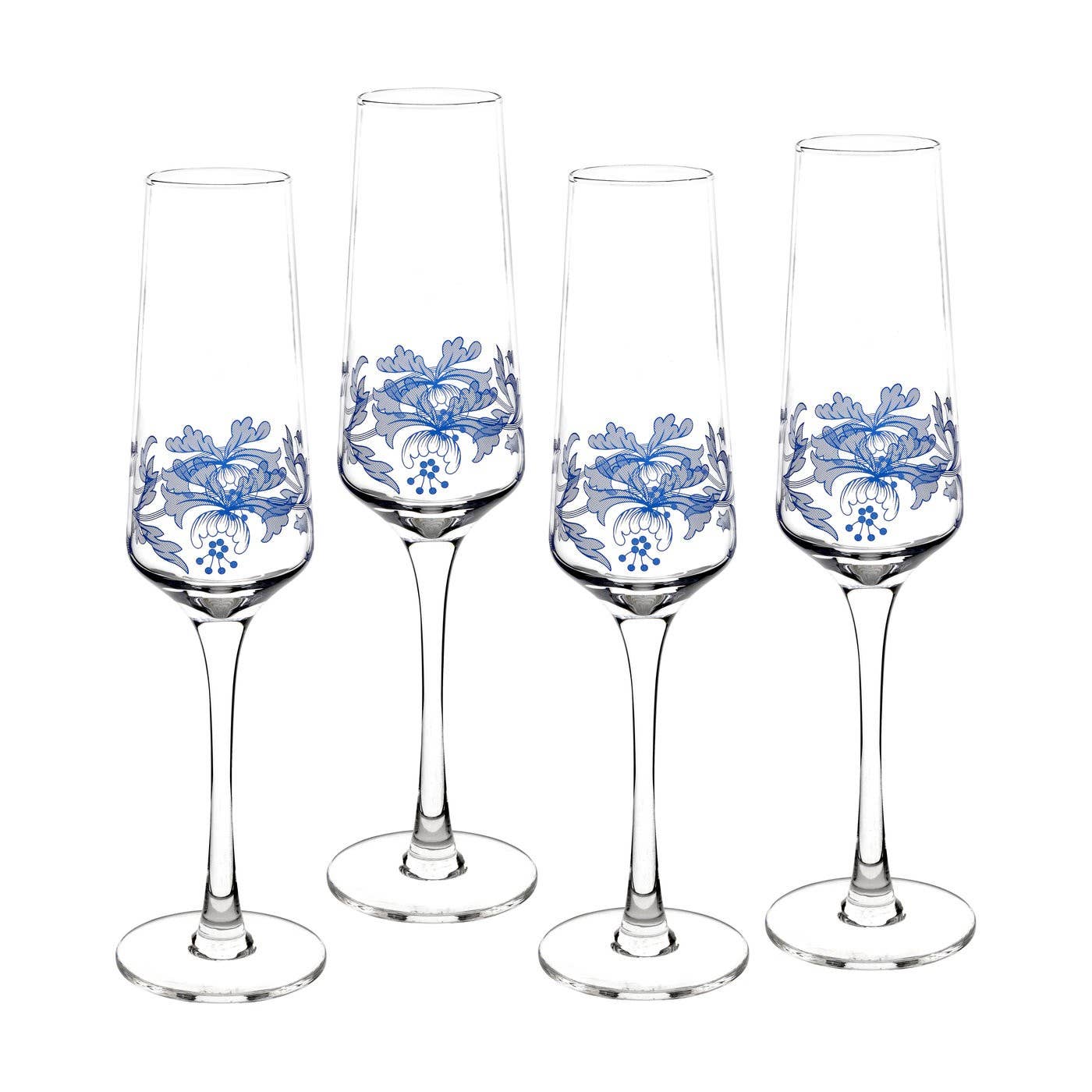 Wholesale Spode Blue Italian Set of 4 Champagne Flutes for your store