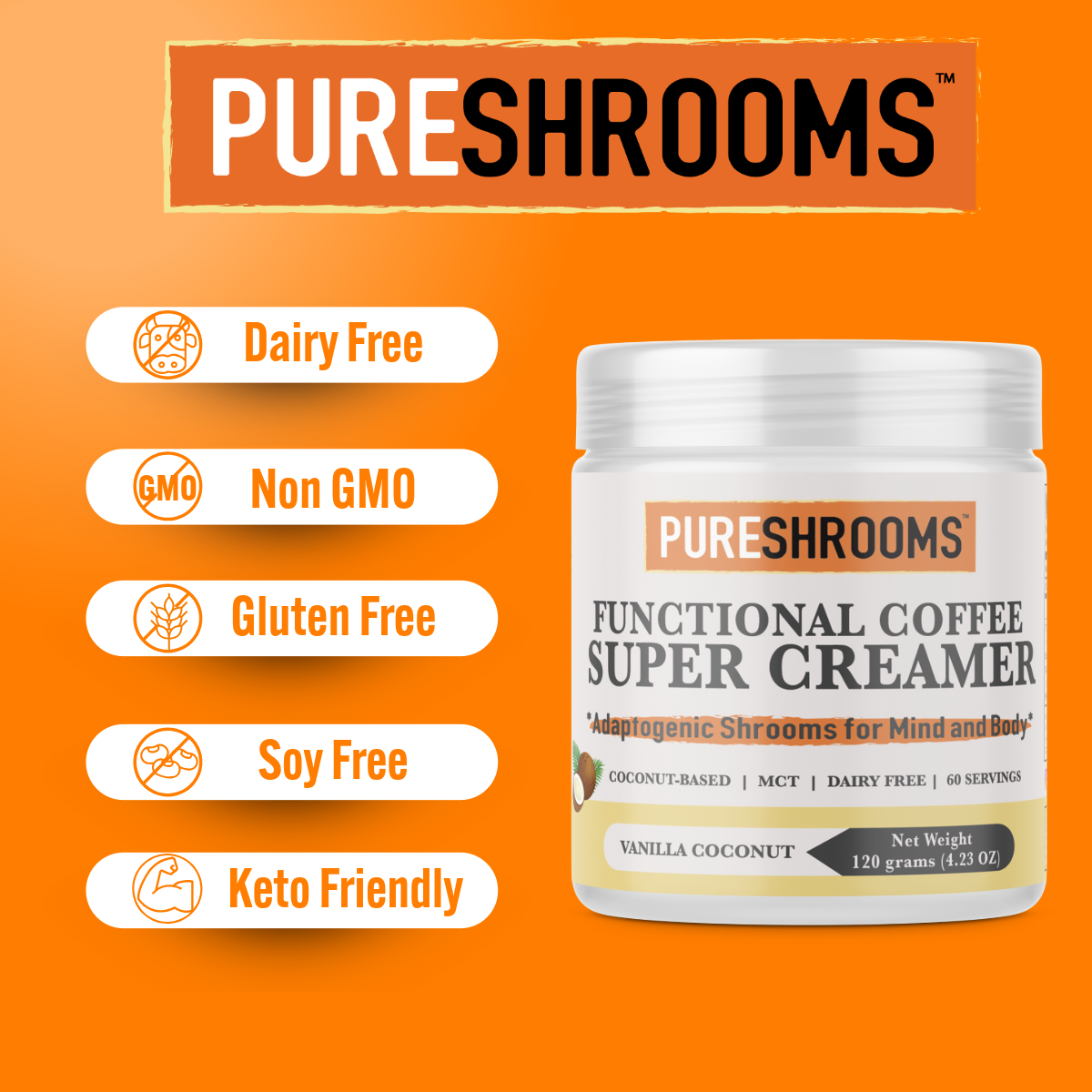 PureShrooms Inc. - Wholesale Creamer - Super Coffee Creamer (Vanilla) |Best Seller | 60 Servings4