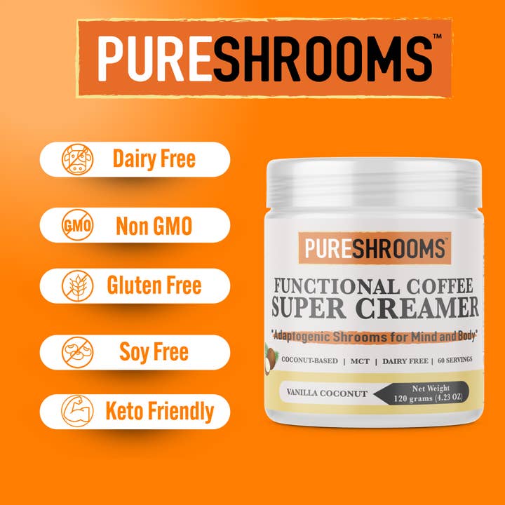 PureShrooms Inc. - Wholesale Creamer - Super Coffee Creamer (Vanilla) |Best Seller | 60 Servings4