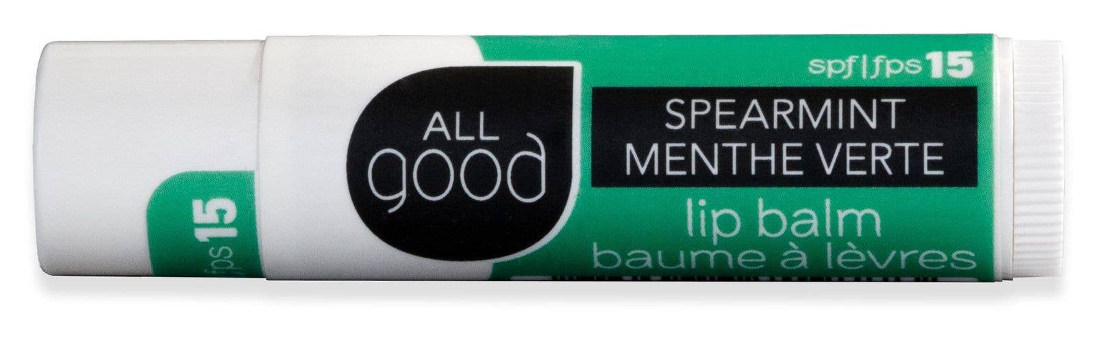 All Good Body Care - Vente Baumes à lèvres - Baume à lèvres à la menthe verte SPF15 - Présentoir de comptoir de 18 unités1