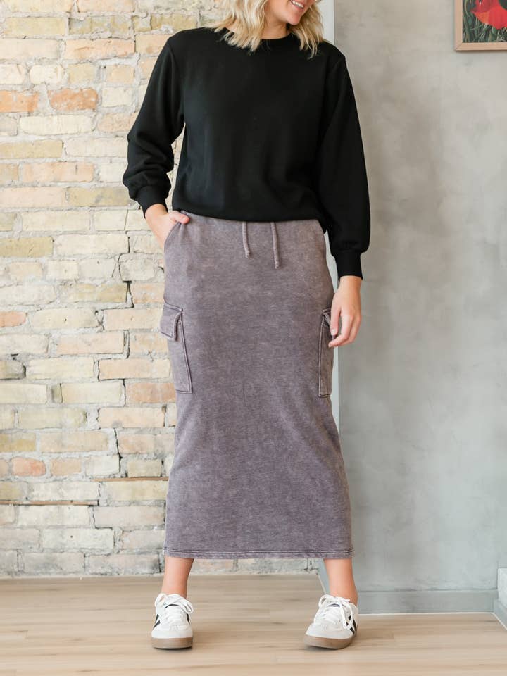 Inherit Clothing Company - Wholesale Skirt - Women's - Keziah Brushed Fleece Cargo Maxi Skirt
