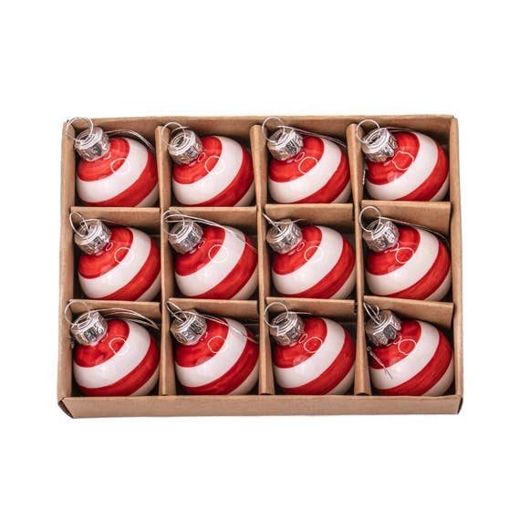 Sass and Belle - Wholesale Christmas Decoration - Mini Bauble Red & White Stripe -  Set of 120