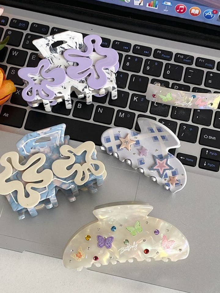 Pinzas de pelo con forma de mariposa y diamantes de imitación con forma de flor DPC1702 para venta al por mayor de Dipped Shop