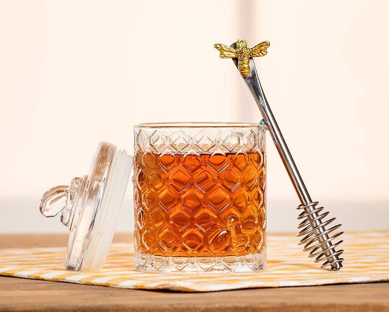 Abbott - Wholesale Honey Pot - Honeycomb Jar with Bee on Sealed Lid-5"H5