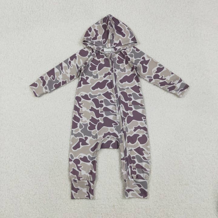 Combinaison à capuche camouflage grise pour bébé garçon, chasse, convertible deux en un. pour la vente par Aier Wholesale