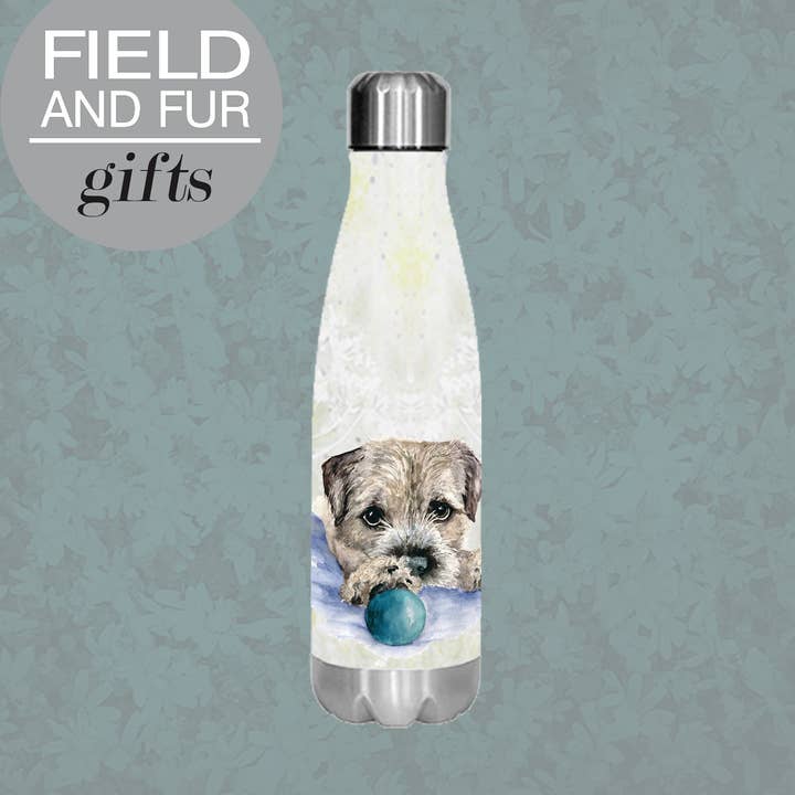 Murray, Border Terrier, insulated water bottle, keeps your for wholesale by Field and Fur Gifts