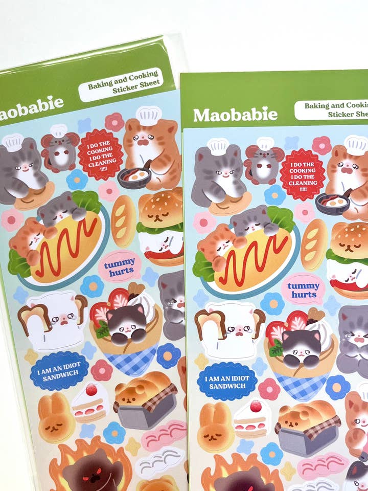 Sticker Sheet - Cooking and Baking Kitties for wholesale by Maobabie