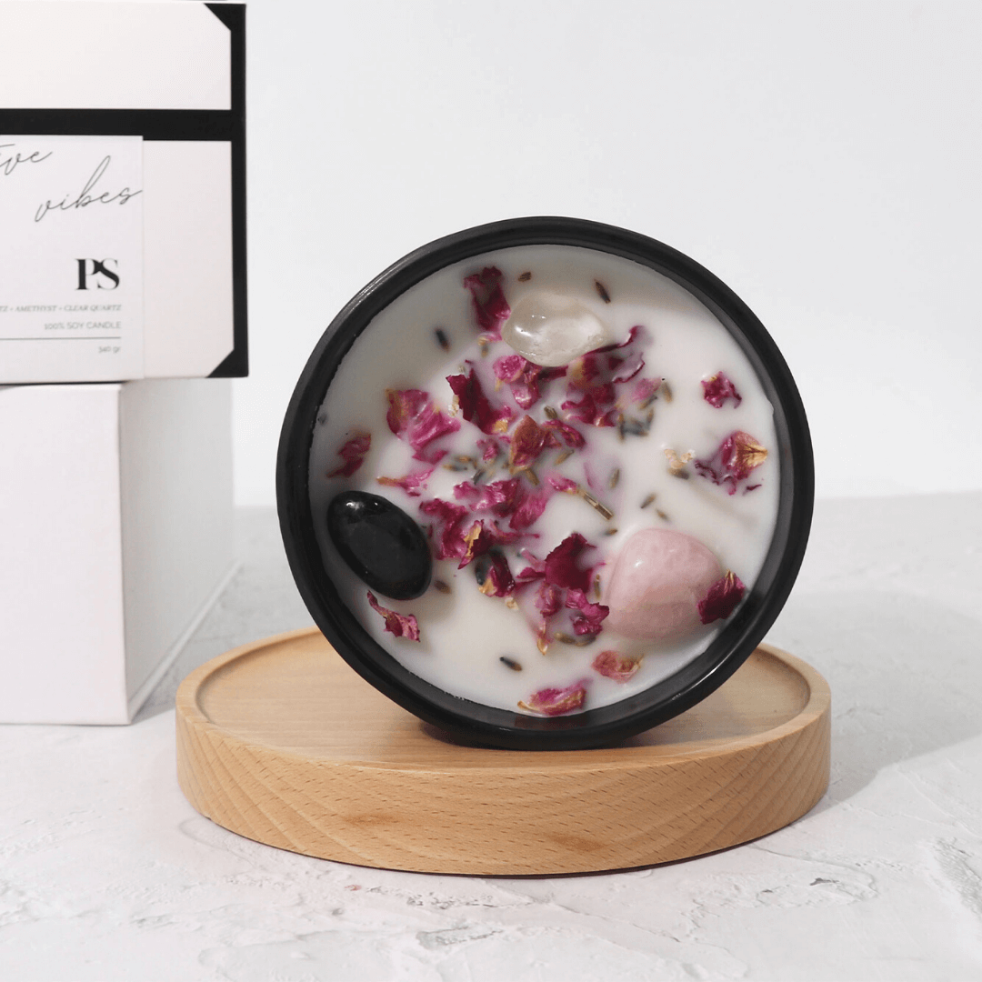 Positivity Shop - Wholesale Jar/Filled Candle - Positive Vibes Gemstone Candle | Soy Wax | Golden Triangle3