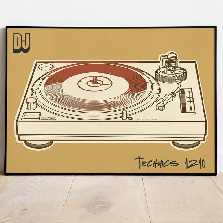 Technics Turntable, Ibiza DJ Poster, Techno Music Art Decor for wholesale by Jaffa Orange