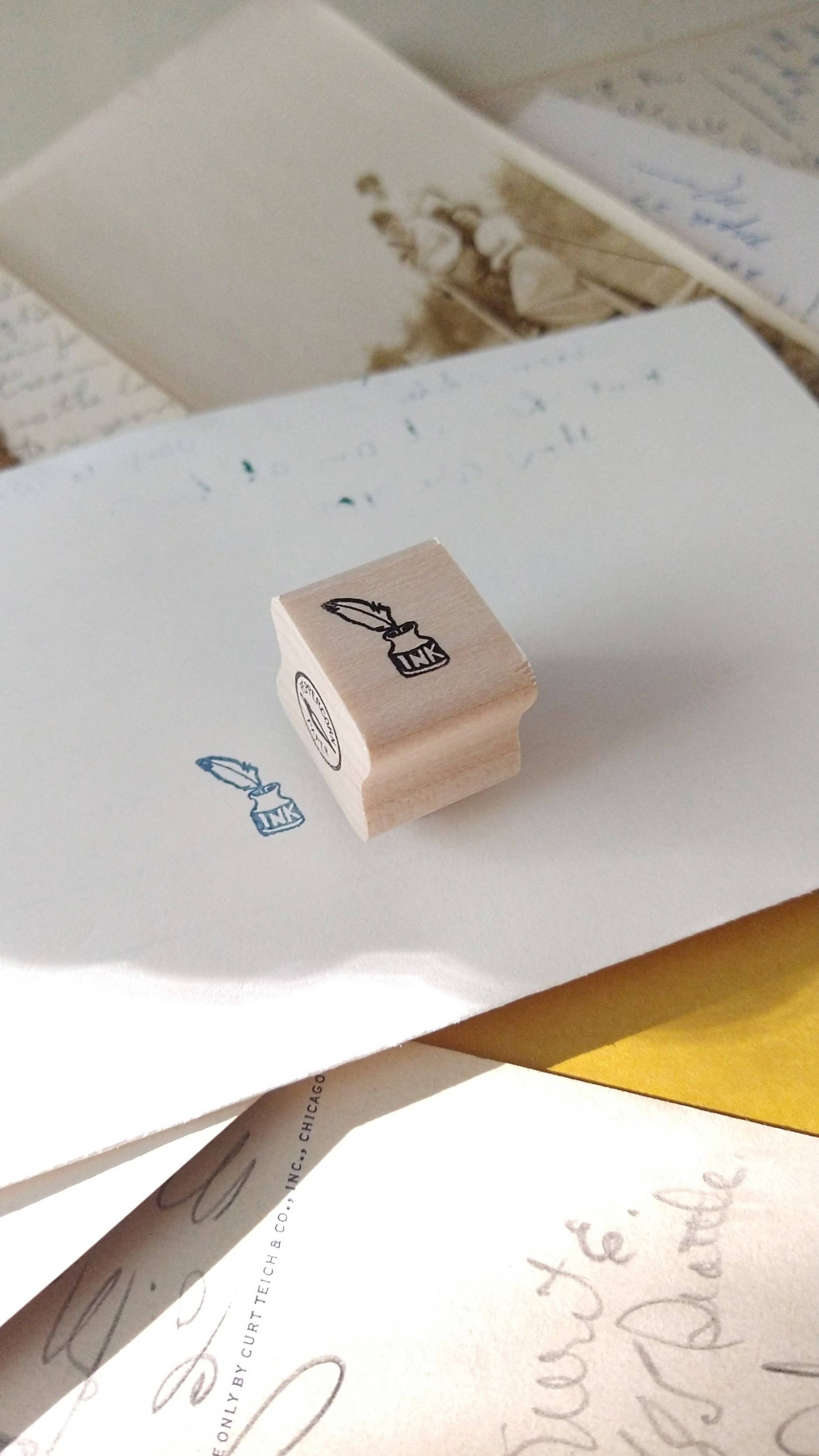 Peppercorn Paper - Wholesale Rubber/Decorative Stamp - Ink and Feather Mini Stamp 4