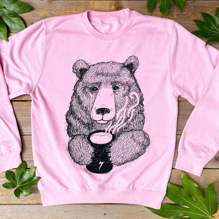 Don't Feed The Bears - Wholesale Graphic Sweatshirt - Unisex - 'Cuppa Bear' Jumper2