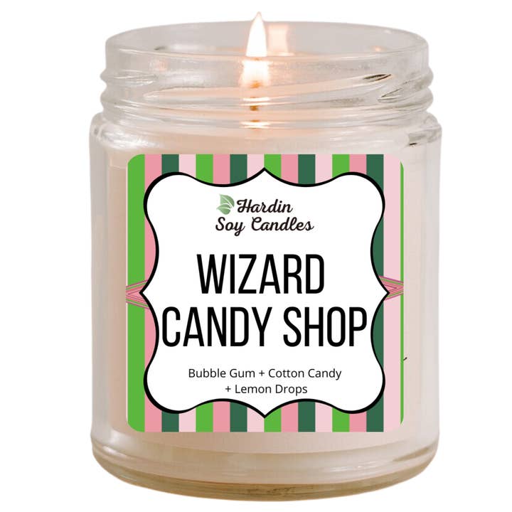 Wizard Candy - Vela de soja para venta al por mayor de Hardin Soy Candles/Peoria Book Rack