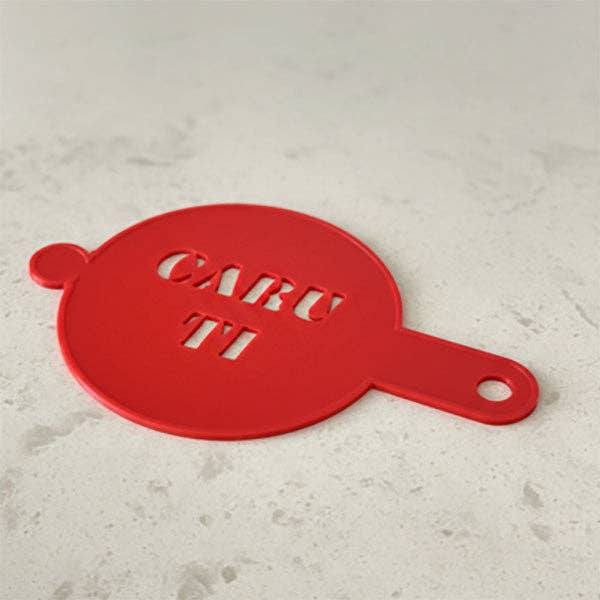 The Welsh Gift Shop - Wholesale Craft Tool - Stencil - Coffee / Latte Art - Caru Ti / Love You3