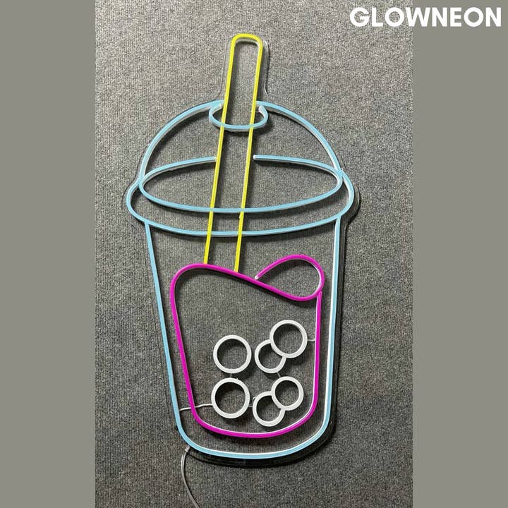 Glow Neon - Vente Enseignes néon - Panneau néon Bubble Milk Tea, panneau LED Bubble Tea, Boba Tea Art