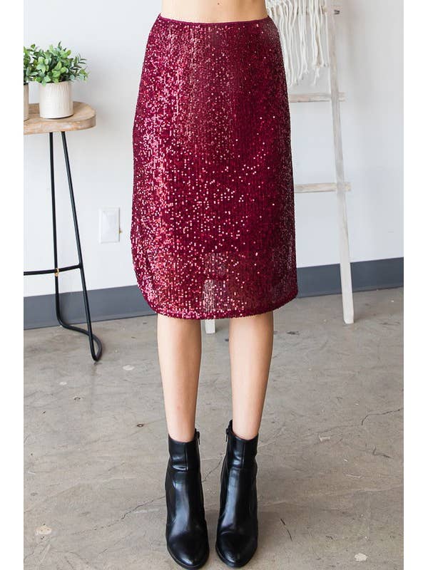 ELASTISCHE TAILLE MIDI-ROK MET SPLIT AAN DE ZIJKANT EN LOVERTJES voor wholesale door Pink Irene Wholesale