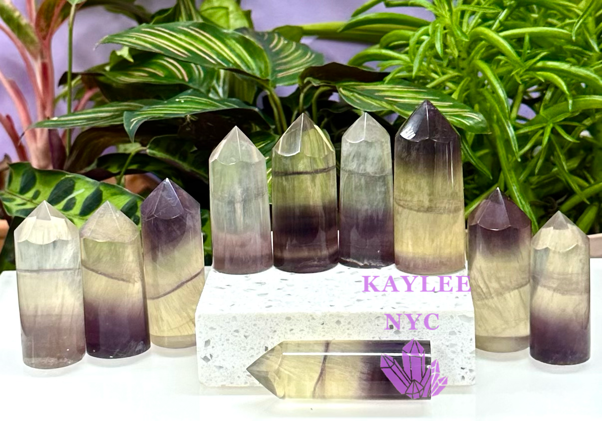 KayleeNYC - Wholesale Spiritual Stone/Crystal - 2 Lbs Natural Fluorite Cylinders Tower1
