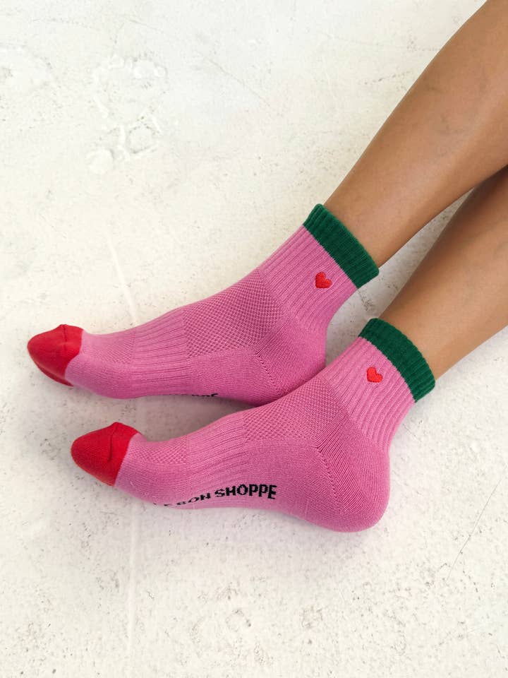 Embroidered Color Block Girlfriend Socks (wholesale) for wholesale by Le Bon Shoppe