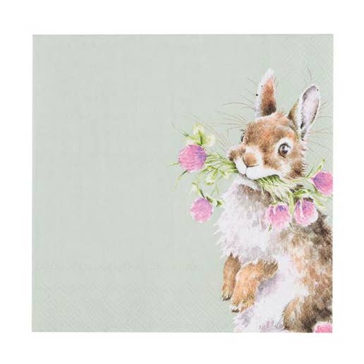 Cocktail Napkin - Head Clover Heels / The Flower Pot (Rabbit for wholesale by Wrendale Designs